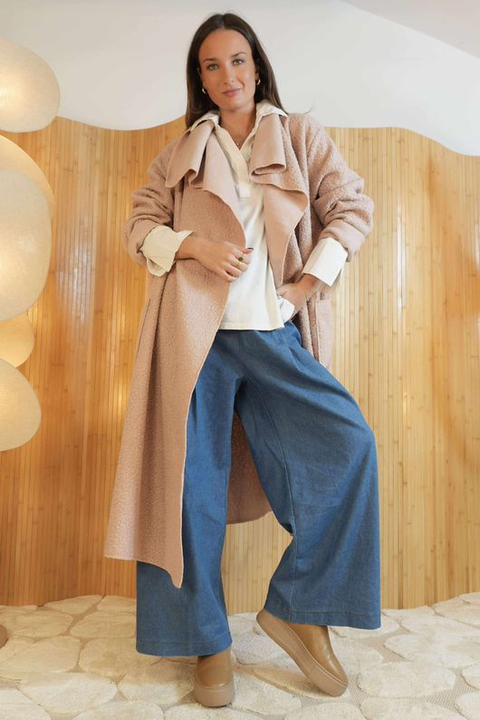 Boucle Waterfall Coat Antique Rose ~